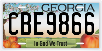 GA license plate CBE9866