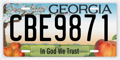 GA license plate CBE9871