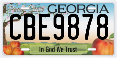 GA license plate CBE9878