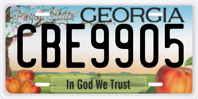 GA license plate CBE9905
