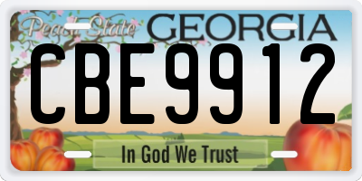 GA license plate CBE9912