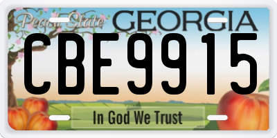 GA license plate CBE9915