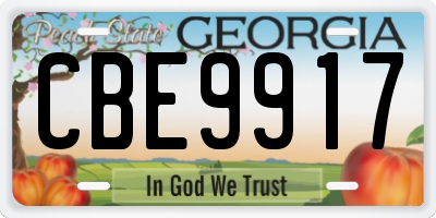 GA license plate CBE9917