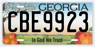GA license plate CBE9923