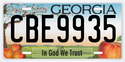 GA license plate CBE9935