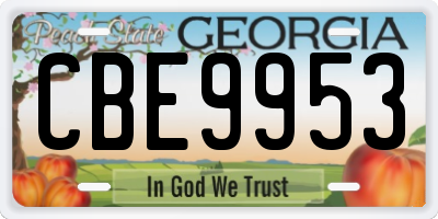 GA license plate CBE9953