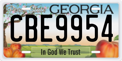GA license plate CBE9954