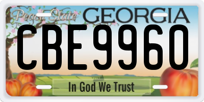 GA license plate CBE9960