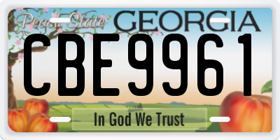 GA license plate CBE9961