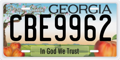 GA license plate CBE9962