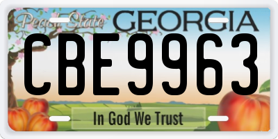 GA license plate CBE9963