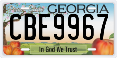 GA license plate CBE9967