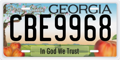 GA license plate CBE9968