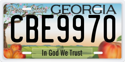 GA license plate CBE9970