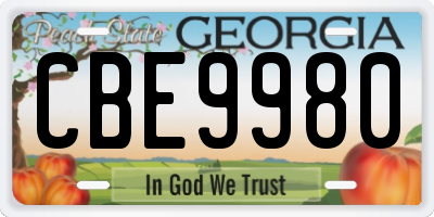 GA license plate CBE9980