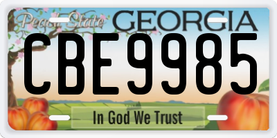 GA license plate CBE9985