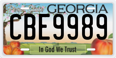 GA license plate CBE9989