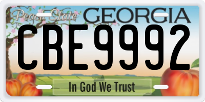 GA license plate CBE9992