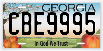 GA license plate CBE9995