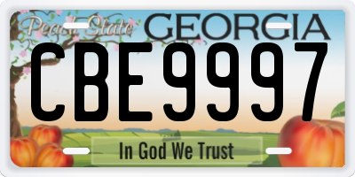 GA license plate CBE9997