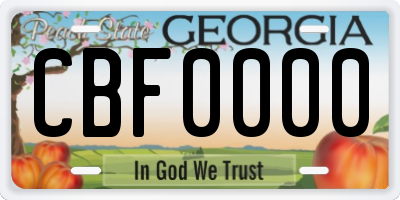 GA license plate CBF0000
