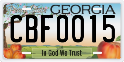 GA license plate CBF0015