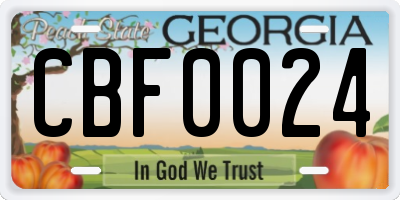 GA license plate CBF0024