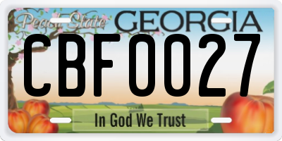 GA license plate CBF0027