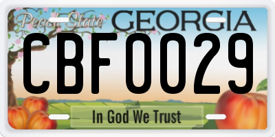 GA license plate CBF0029