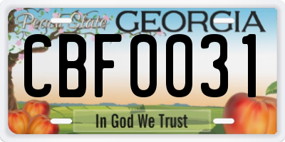 GA license plate CBF0031