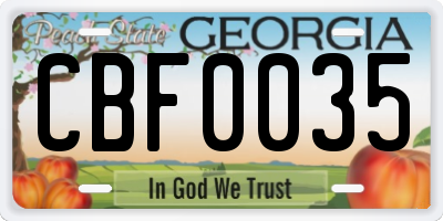 GA license plate CBF0035