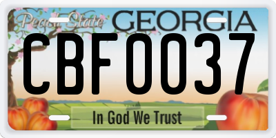 GA license plate CBF0037