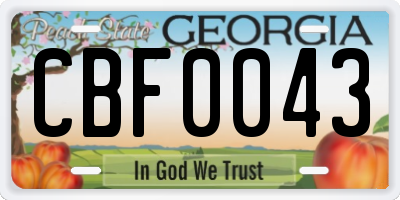 GA license plate CBF0043