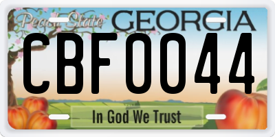 GA license plate CBF0044