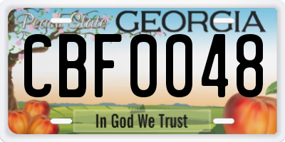 GA license plate CBF0048