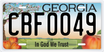 GA license plate CBF0049