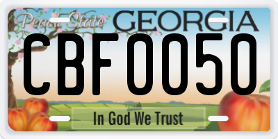 GA license plate CBF0050