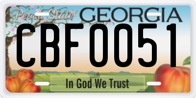 GA license plate CBF0051