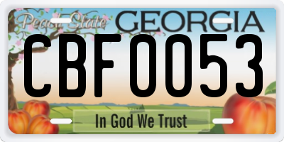 GA license plate CBF0053