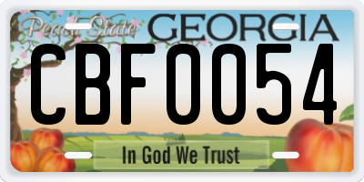 GA license plate CBF0054