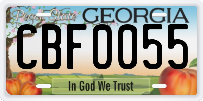 GA license plate CBF0055