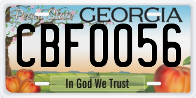 GA license plate CBF0056