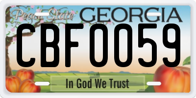 GA license plate CBF0059