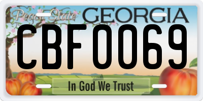 GA license plate CBF0069