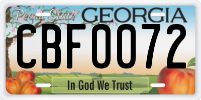 GA license plate CBF0072