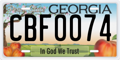 GA license plate CBF0074