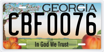 GA license plate CBF0076