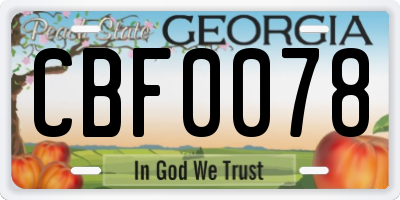 GA license plate CBF0078