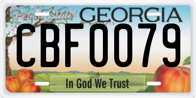 GA license plate CBF0079