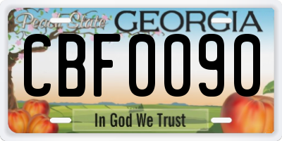 GA license plate CBF0090